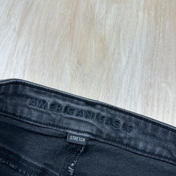 American Eagle Mom Jeans High Rise Black Stretch Slim Fit Casual Pants 2 SHORT - Picture 8 of 14